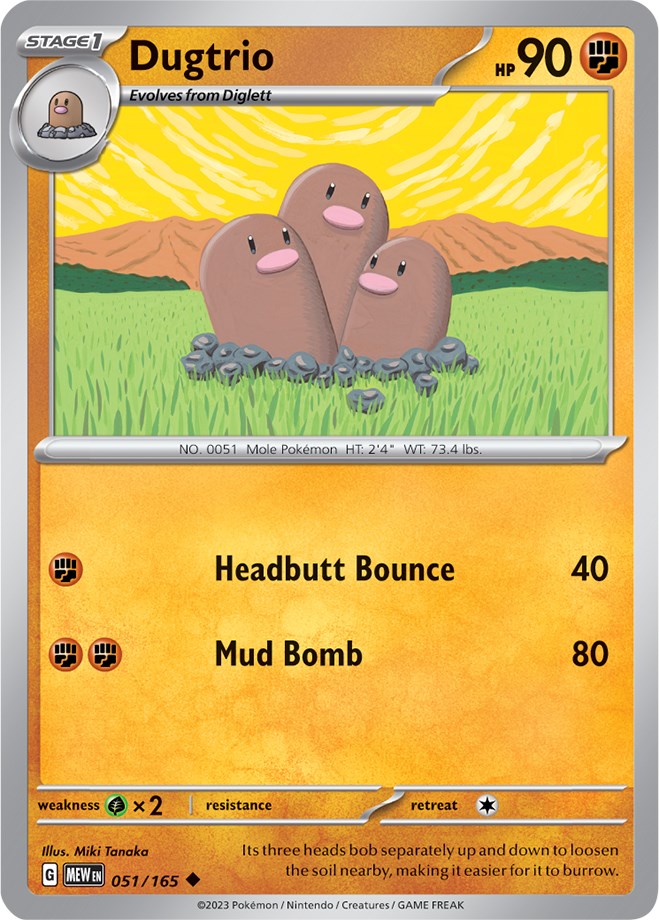 Pokemon - Dugtrio - 051/165 – The Straw Hat Store