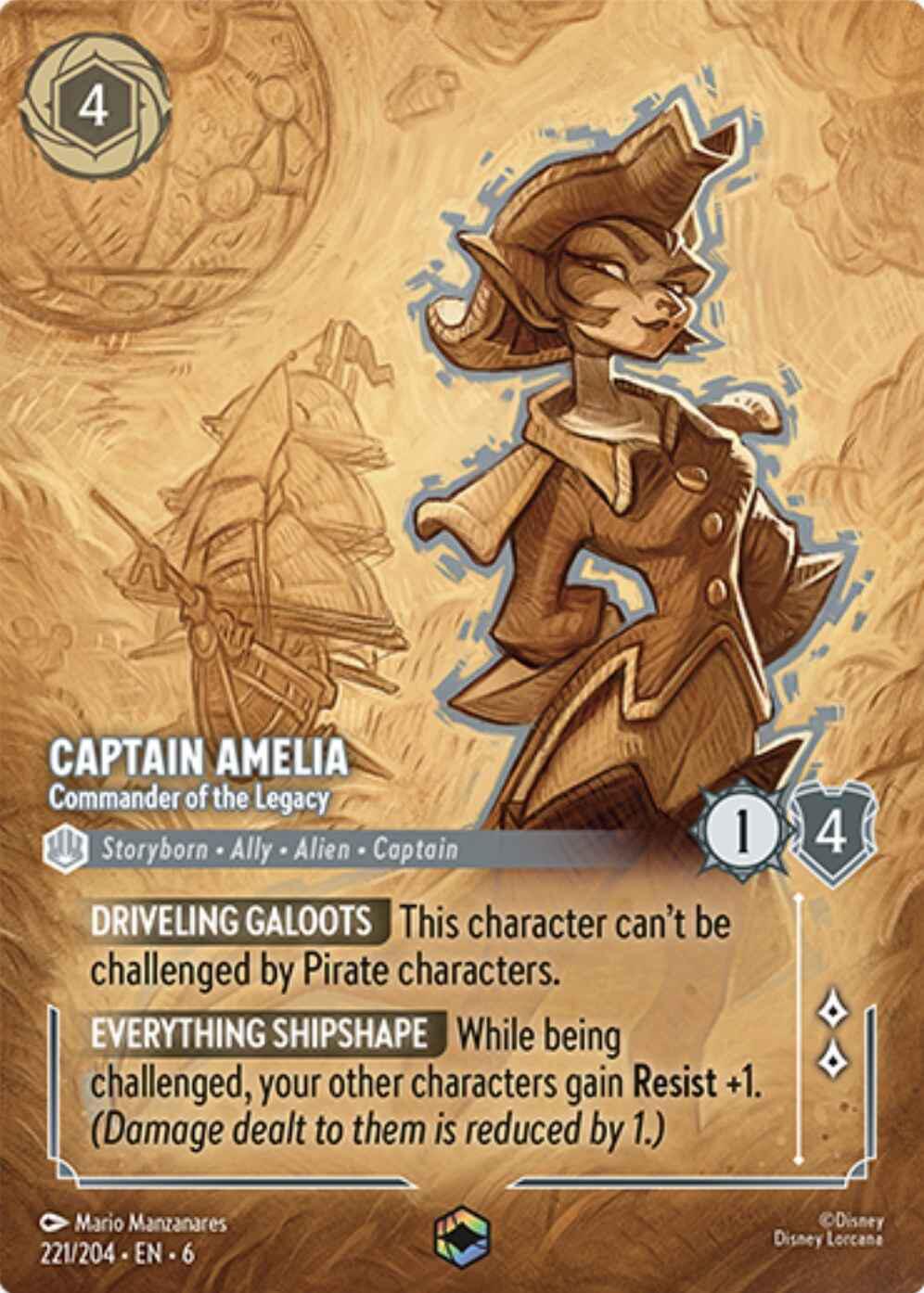 Disney Lorcana: Captain Amelia - Commander of the Legacy (Enchanted) card image