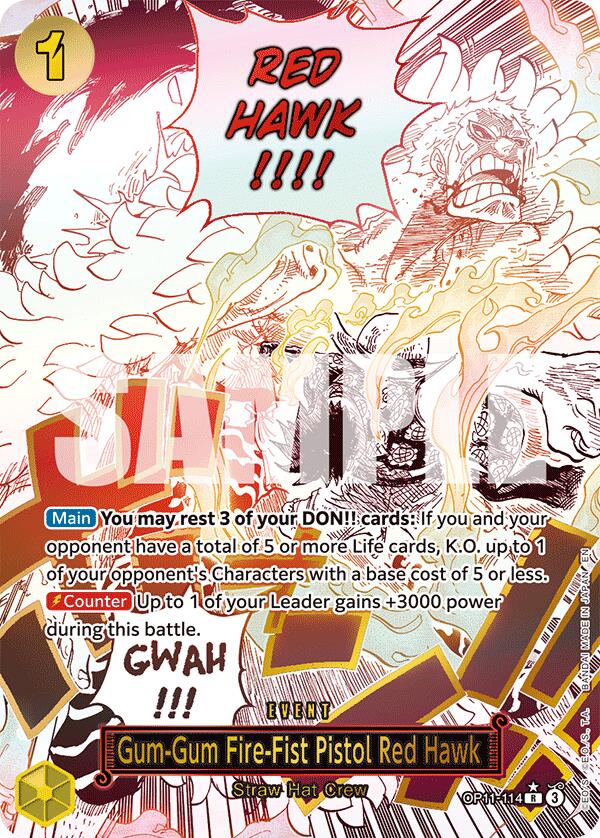 One Piece Card Game: Gum-Gum Fire-Fist Pistol Red Hawk (Alternate Art) card image