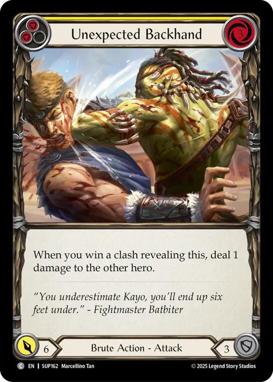 Flesh and Blood TCG: Unexpected Backhand (Yellow) card image