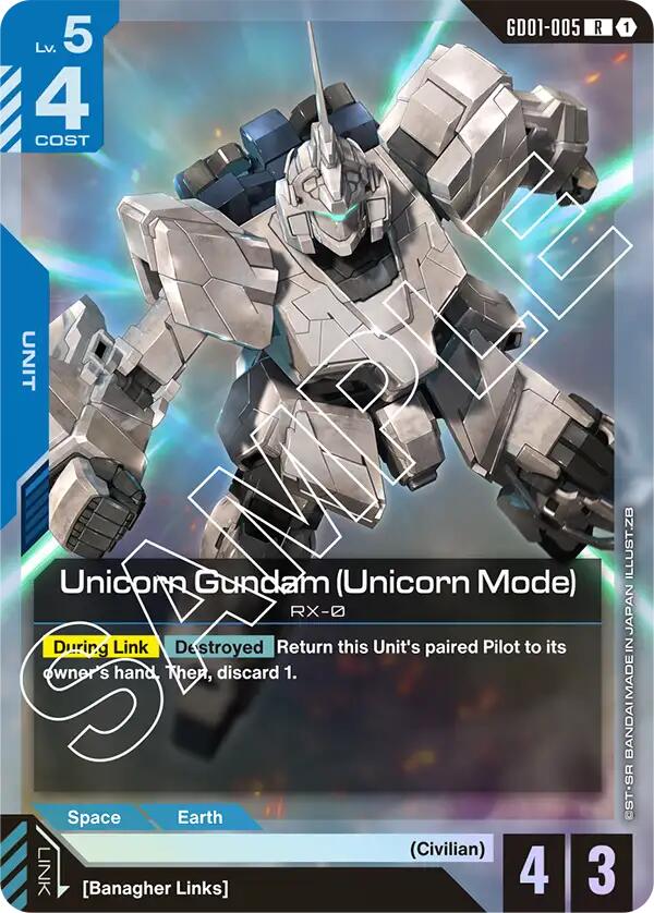 Gundam Card Game: Unicorn Gundam (Unicorn Mode) card image