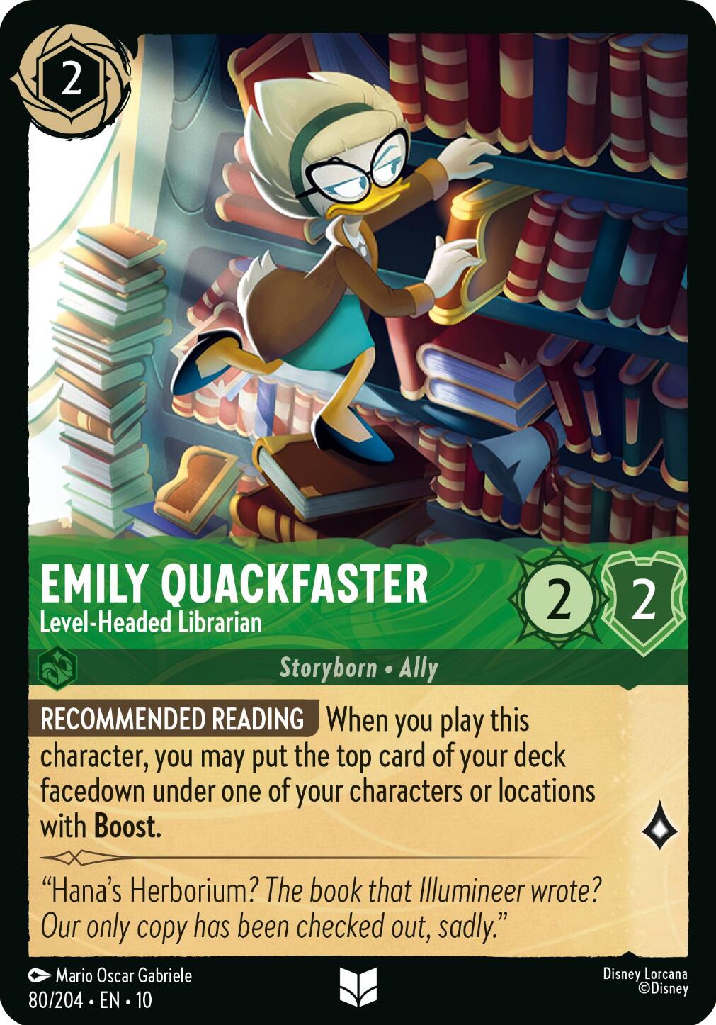 Disney Lorcana: Emily Quackfaster - Level-Headed Librarian card image