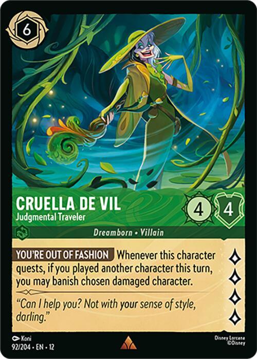 Disney Lorcana: Cruella De Vil - Judgmental Traveler card image
