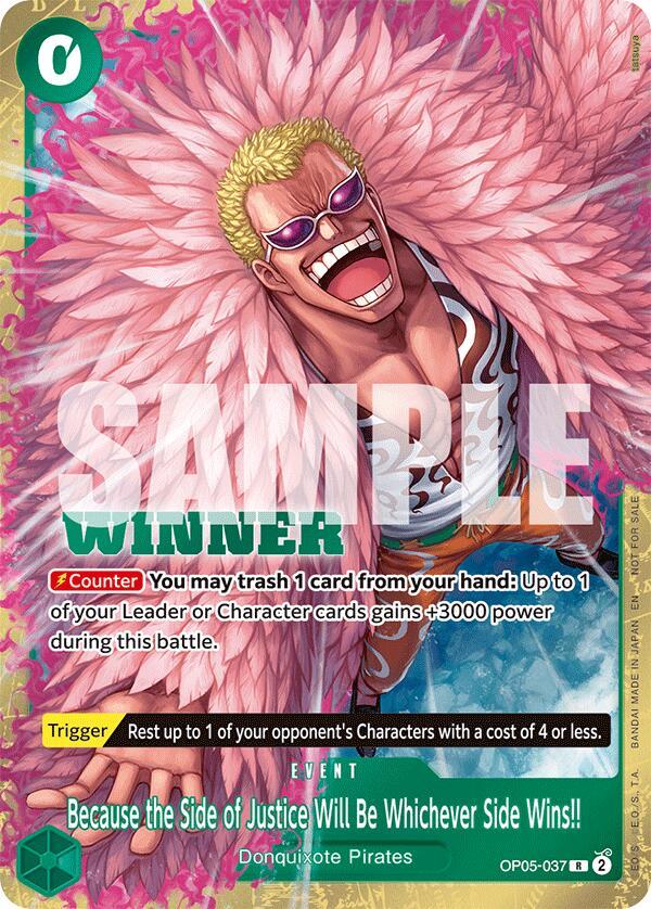 One Piece Card Game: Because the Side of Justice Will Be Whichever Side Wins!! (Winner Pack 2025 Vol. 4) card image