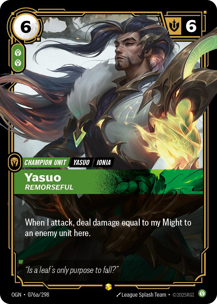 Riftbound: League of Legends Trading Card Game: Yasuo - Remorseful (Alternate Art) card image