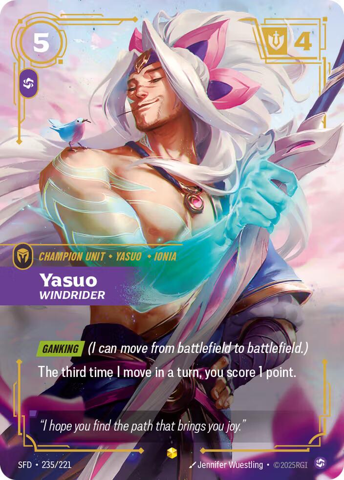 Riftbound: League of Legends Trading Card Game: Yasuo - Windrider (Overnumbered) card image