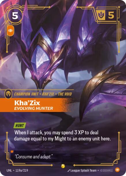 Riftbound: League of Legends Trading Card Game: Kha'Zix - Evolving Hunter (Alternate Art) card image