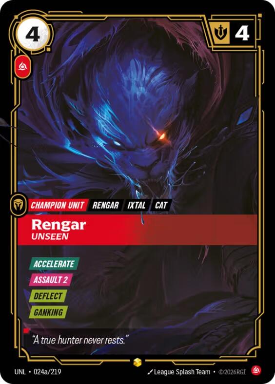 Riftbound: League of Legends Trading Card Game: Rengar - Unseen (Alternate Art) card image