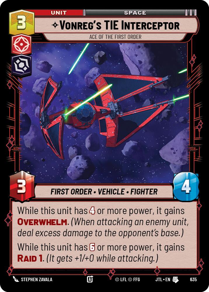 Star Wars: Unlimited: Vonreg's TIE Interceptor - Ace of the First Order (Foil) card image