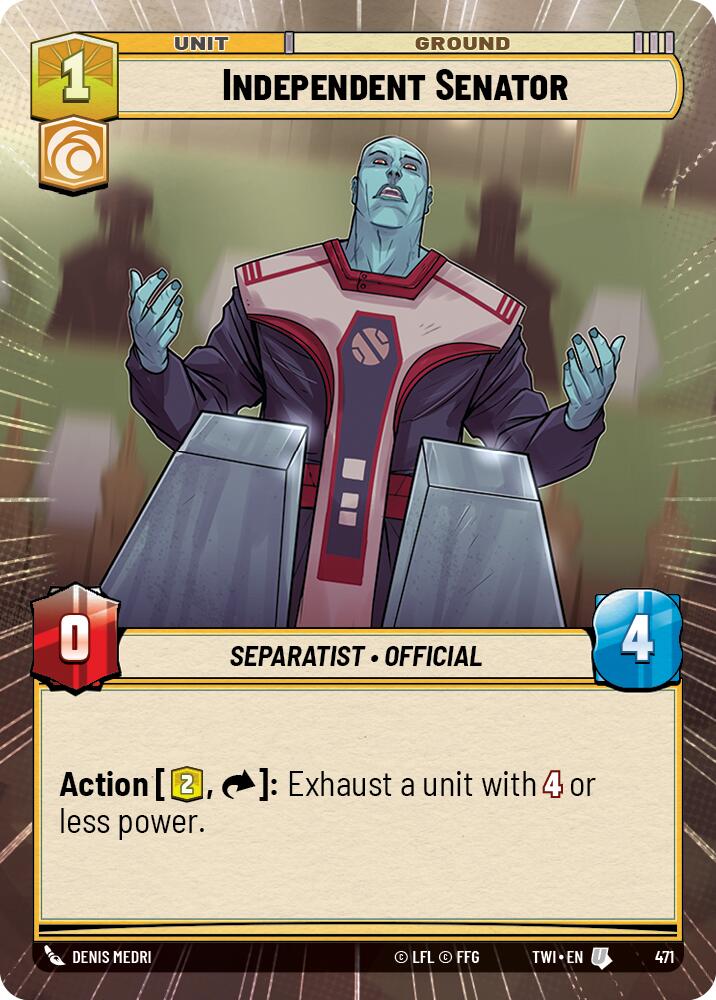 Star Wars: Unlimited: Independent Senator (Hyperspace) card image