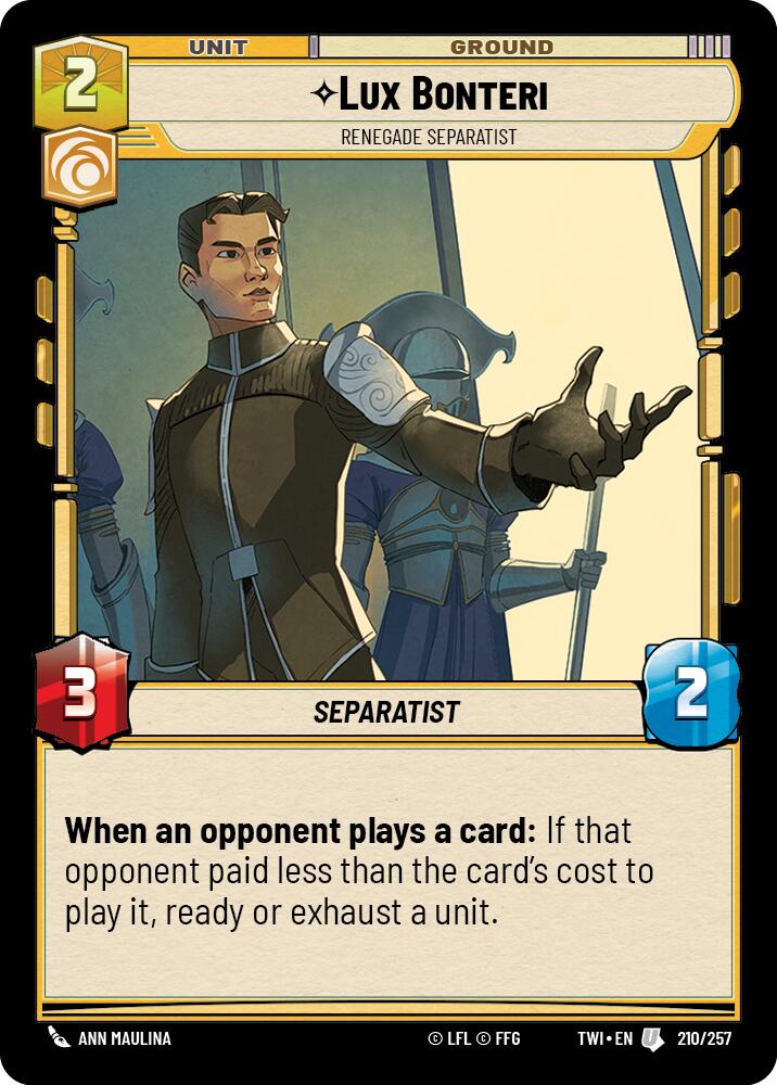 Star Wars: Unlimited: Lux Bonteri - Renegade Separatist card image