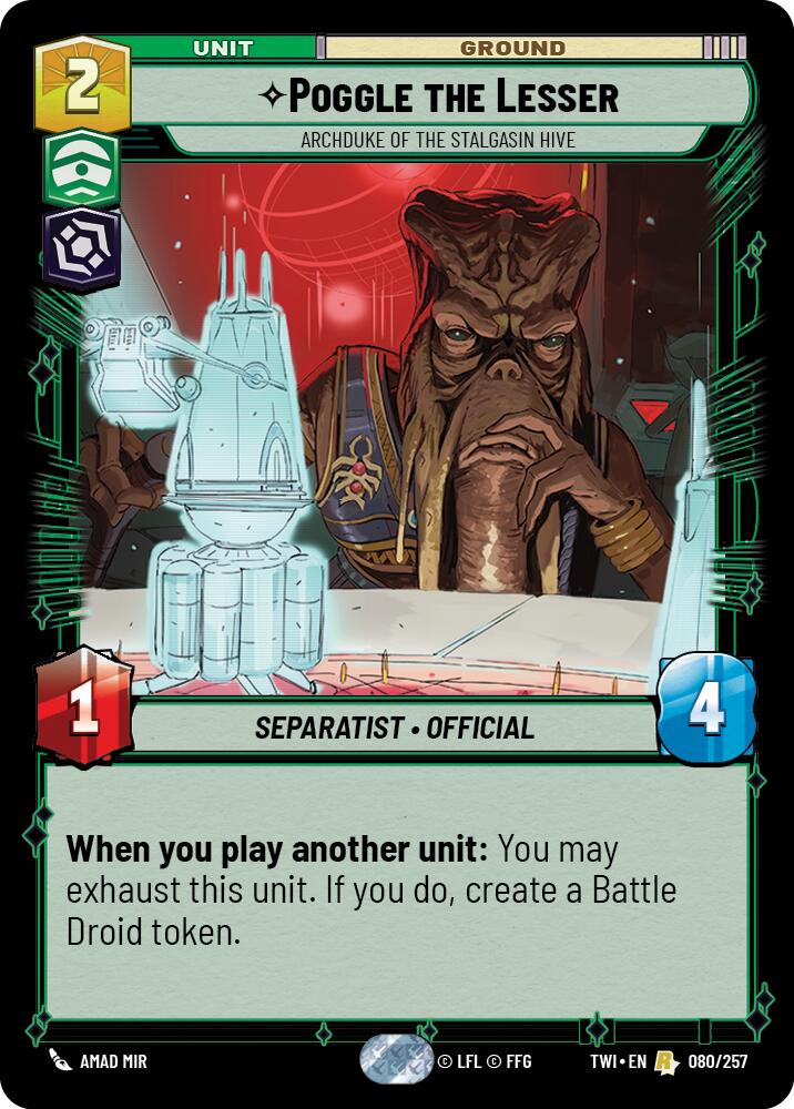 Star Wars: Unlimited: Poggle the Lesser - Archduke of the Stalgasin Hive card image