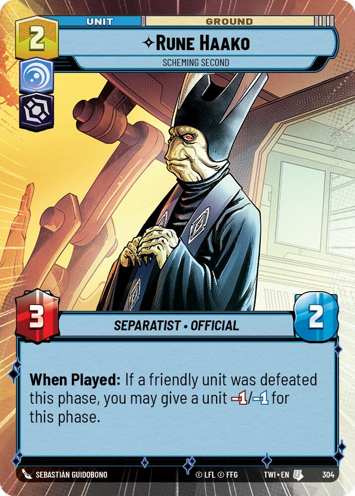 Star Wars: Unlimited: Rune Haako - Scheming Second (Hyperspace) card image