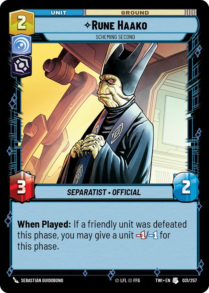 Star Wars: Unlimited: Rune Haako - Scheming Second card image