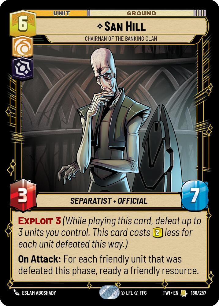 Star Wars: Unlimited: San Hill - Chairman of the Banking Clan card image