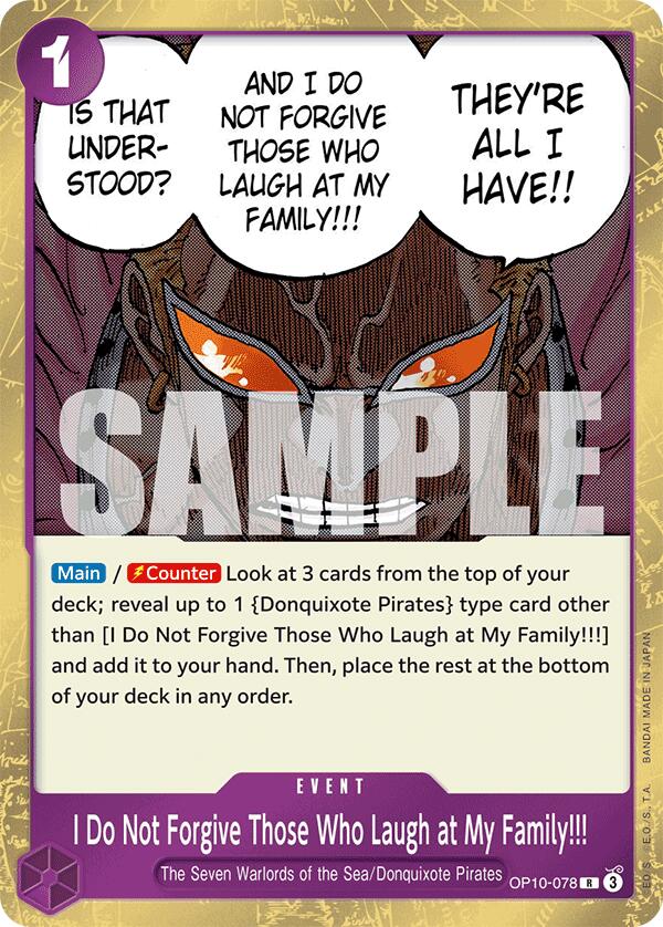 One Piece Card Game: I Do Not Forgive Those Who Laugh at My Family!!! card image