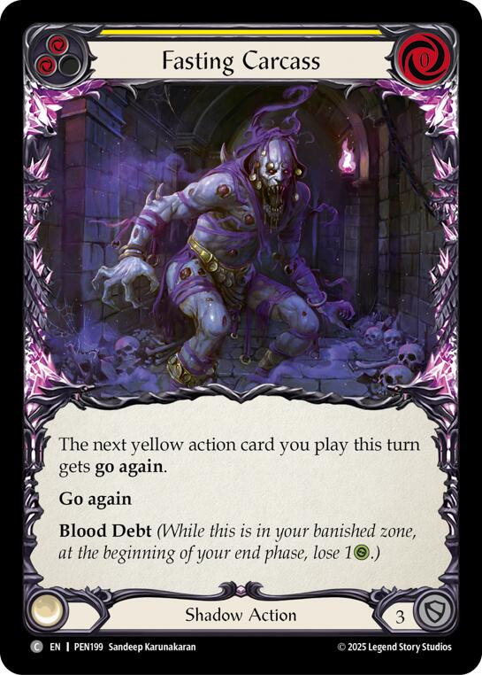 Flesh and Blood TCG: Fasting Carcass (Yellow) card image