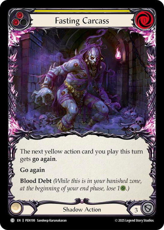 Flesh and Blood TCG: Fasting Carcass (Yellow) card image