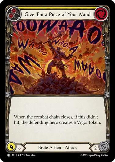 Flesh and Blood TCG: Give 'Em a Piece of Your Mind (Yellow) card image