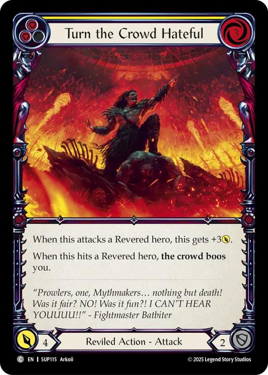 Flesh and Blood TCG: Turn the Crowd Hateful (Yellow) card image