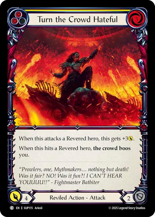 Flesh and Blood TCG: Turn the Crowd Hateful (Yellow) card image
