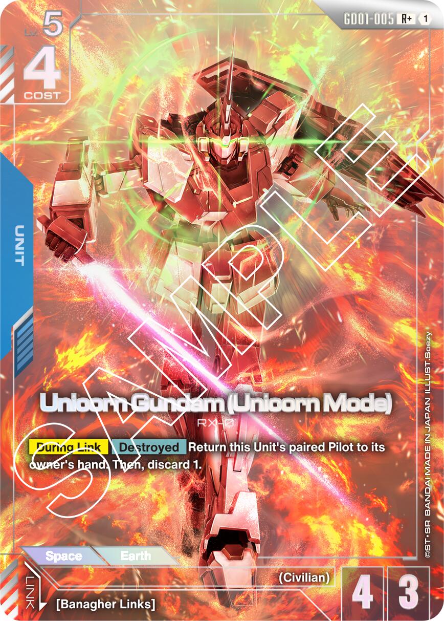 Gundam Card Game: Unicorn Gundam (Unicorn Mode) (R+) card image