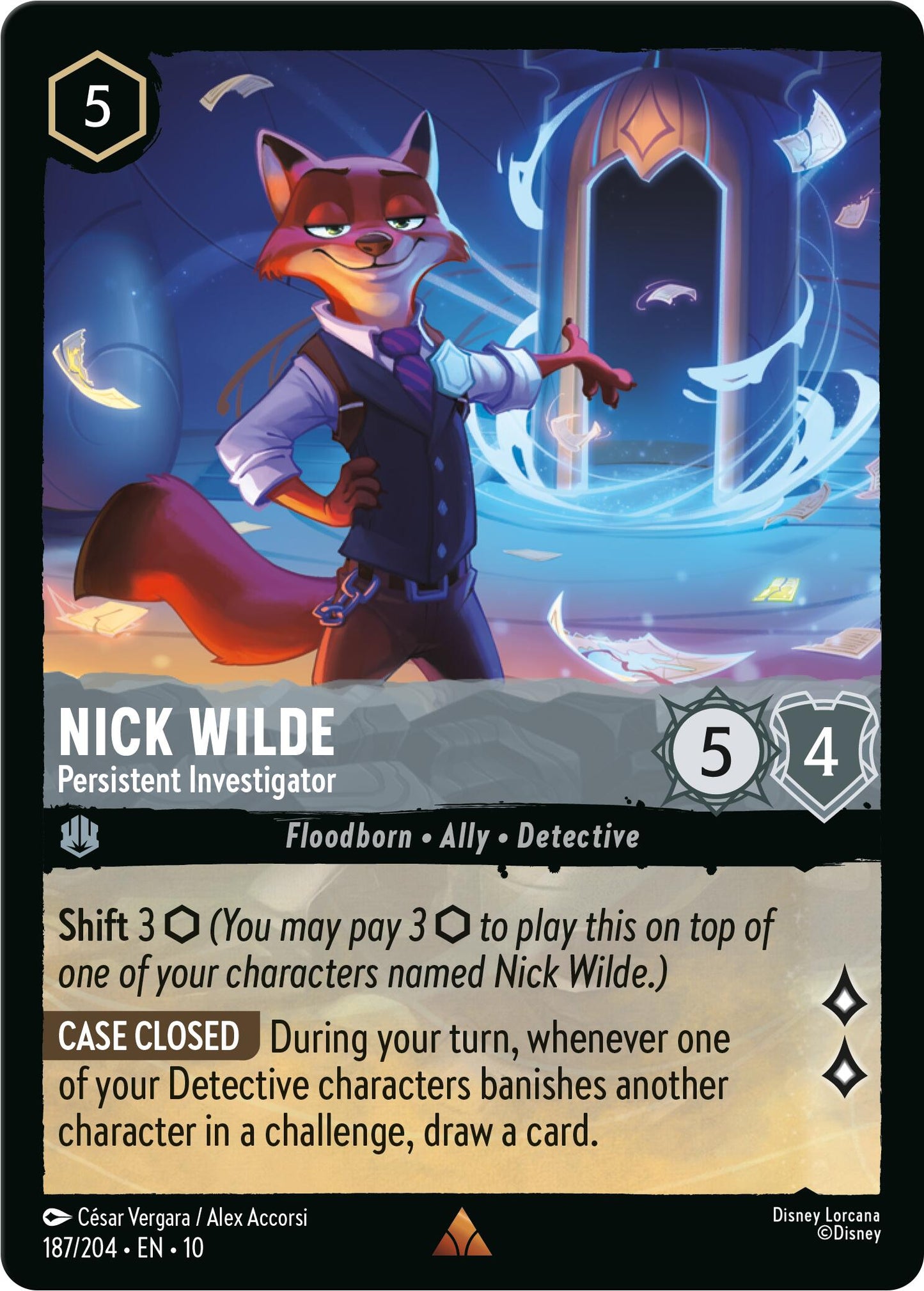 Disney Lorcana: Nick Wilde - Persistent Investigator card image