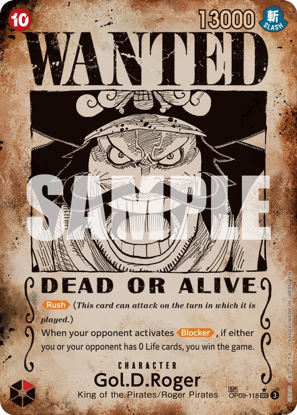 One Piece Card Game: Gol.D.Roger - OP09-118 (SP) (Wanted Poster) card image