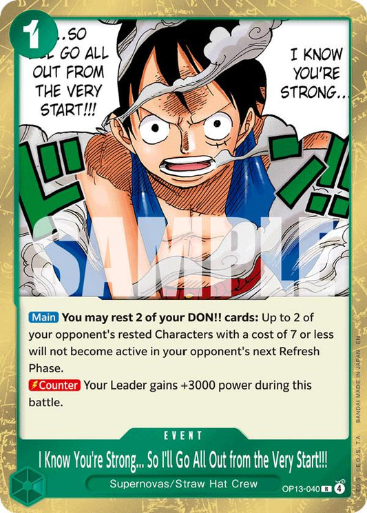One Piece Card Game: I Know You're Strong... So I'll Go All Out from the Very Start!!! card image