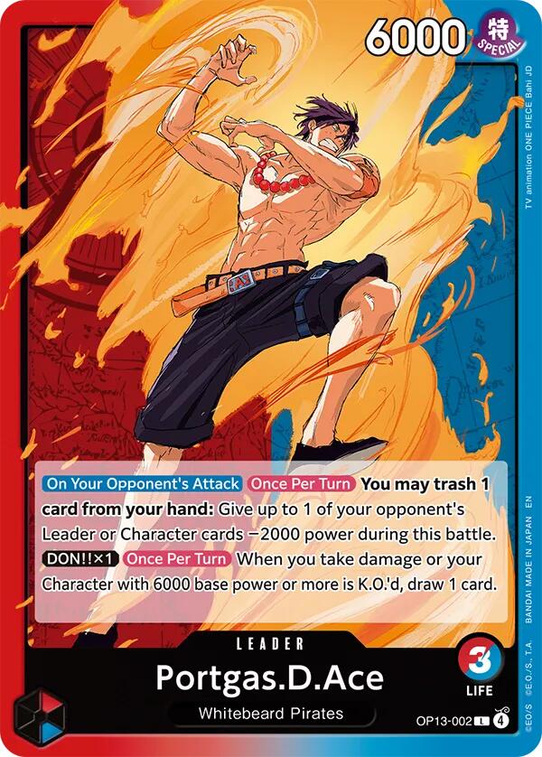 One Piece Card Game: Portgas.D.Ace (002) card image