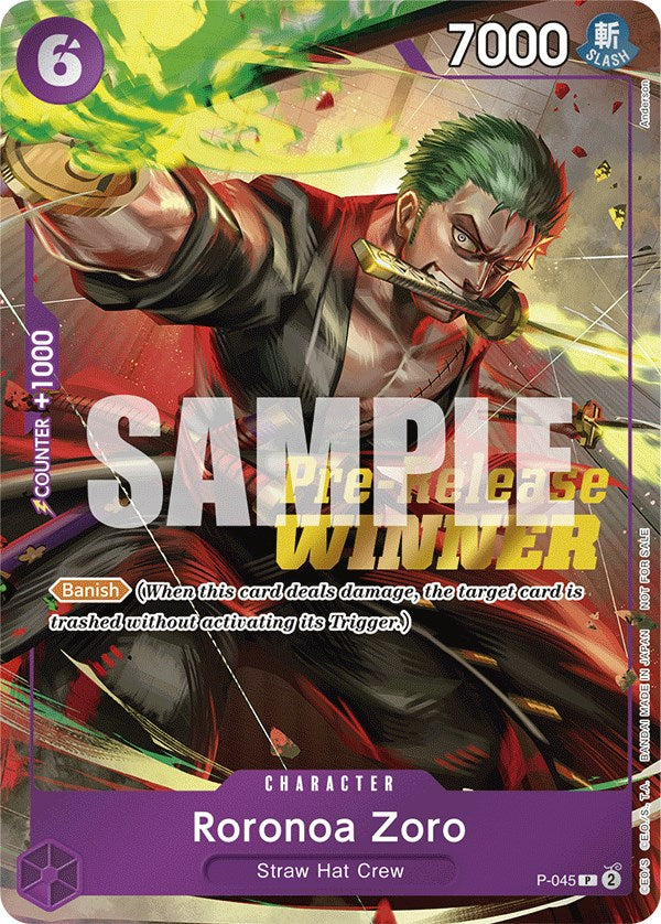 One Piece Card Game: Roronoa Zoro (OP-06 Pre-Release Tournament) [Winner] card image