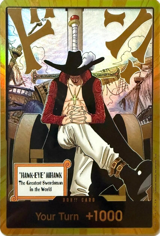 One Piece Card Game: DON!! Card (Dracule Mihawk) (Gold) card image