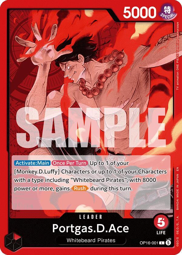 One Piece Card Game: Portgas.D.Ace (001) card image