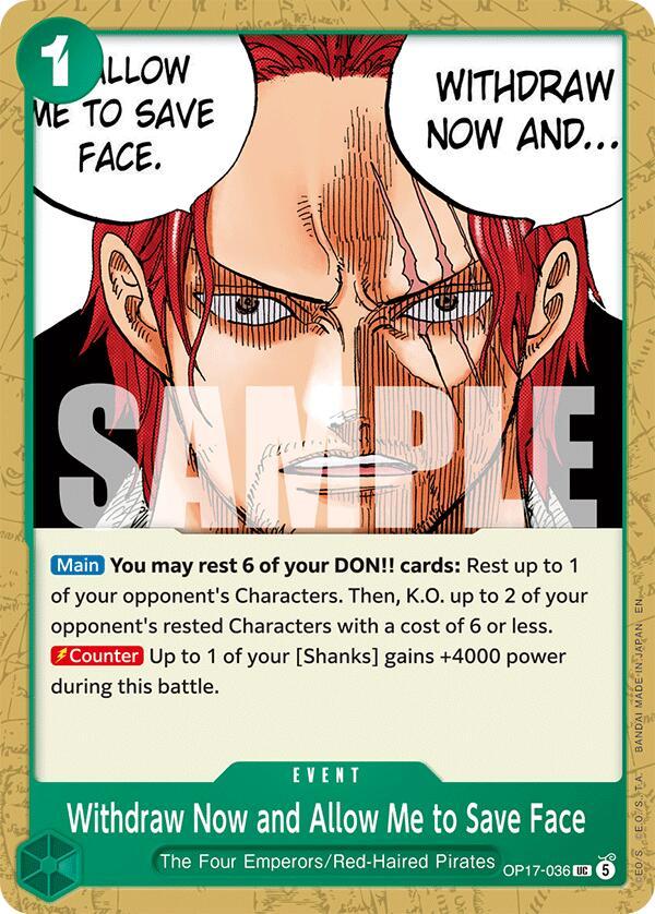 One Piece Card Game: Withdraw Now and Allow Me to Save Face card image