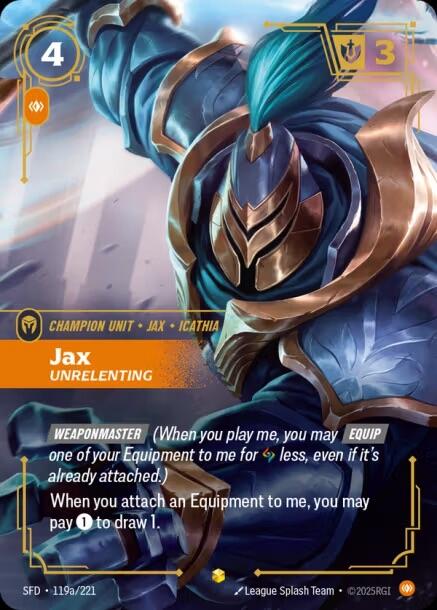 Riftbound: League of Legends Trading Card Game: Jax - Unrelenting (Alternate Art) card image