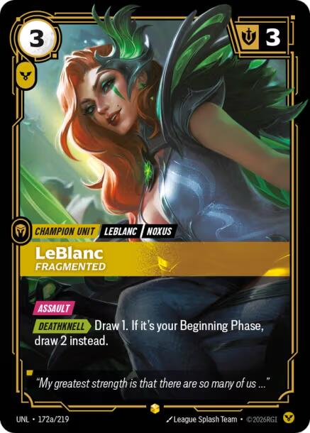 Riftbound: League of Legends Trading Card Game: LeBlanc - Fragmented (Alternate Art) card image