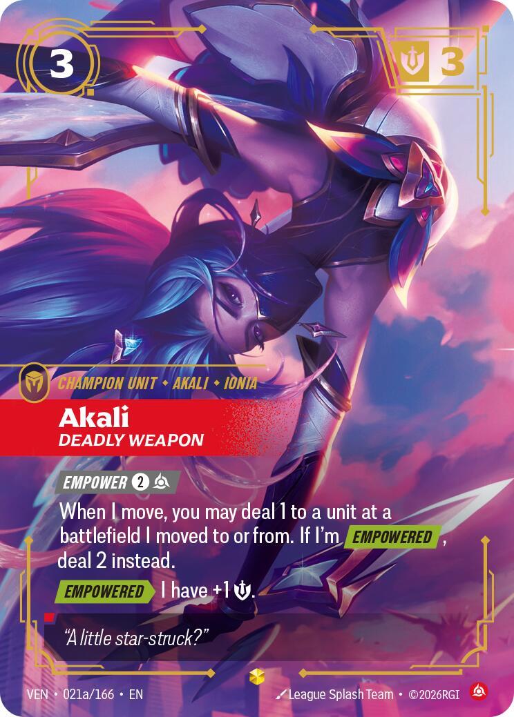 Riftbound: League of Legends Trading Card Game: Akali - Deadly Weapon (Alternate Art) card image