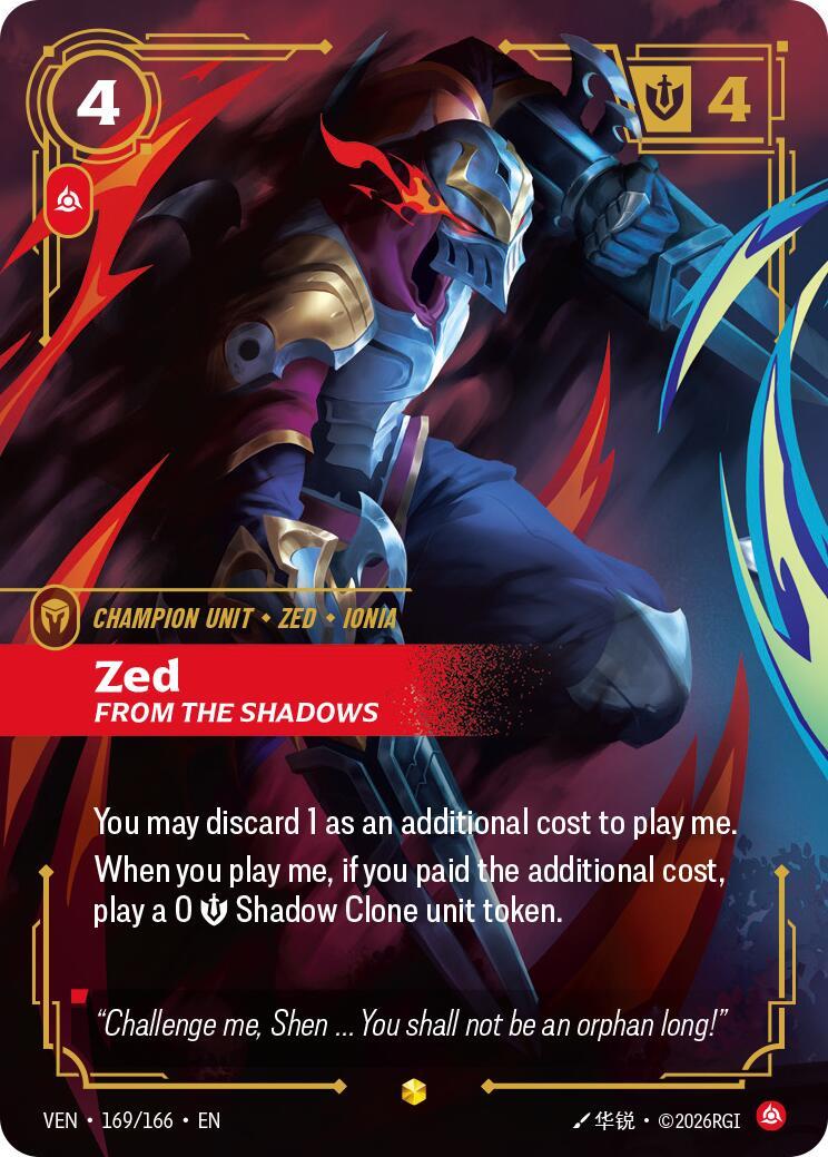 Riftbound: League of Legends Trading Card Game: Zed - From the Shadows (Overnumbered) card image