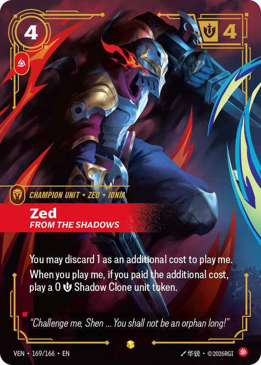 Riftbound: League of Legends Trading Card Game: Zed - From the Shadows (Overnumbered) card image