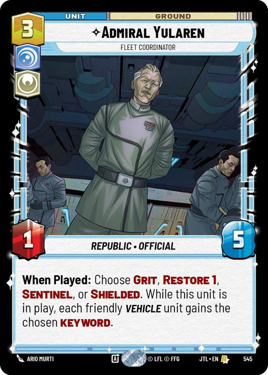 Star Wars: Unlimited: Admiral Yularen - Fleet Coordinator (Foil) card image