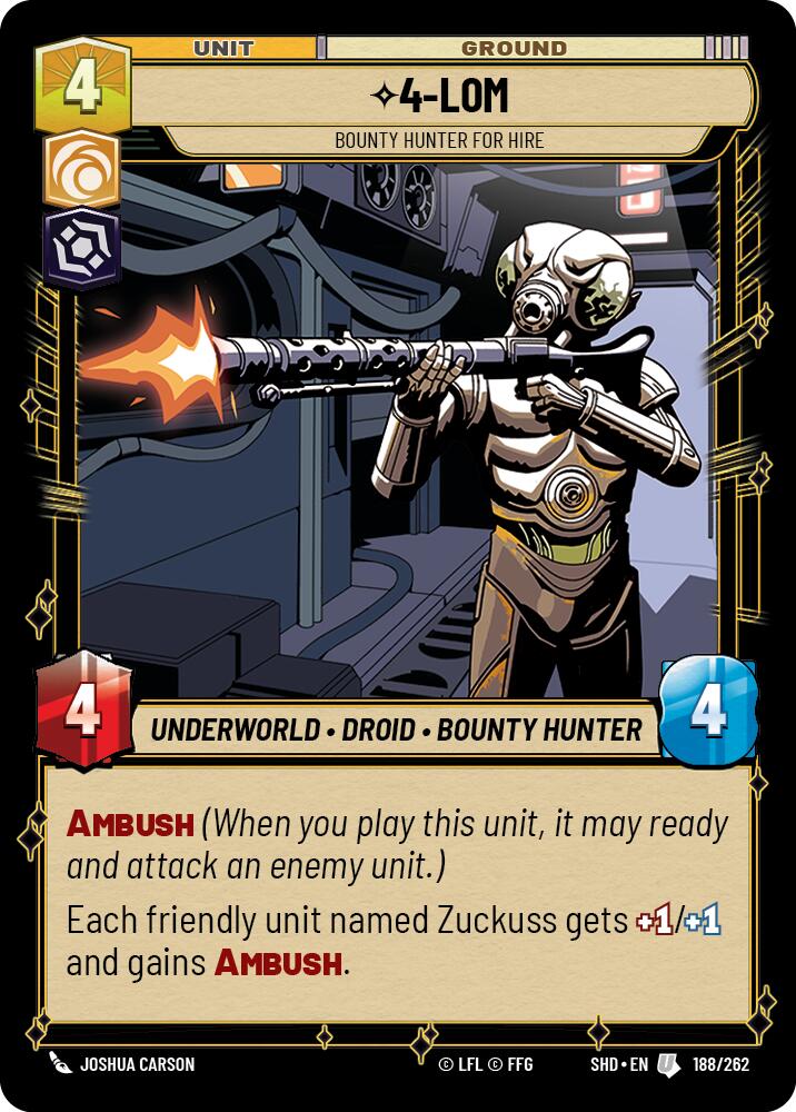 Star Wars: Unlimited: 4-LOM - Bounty Hunter for Hire card image