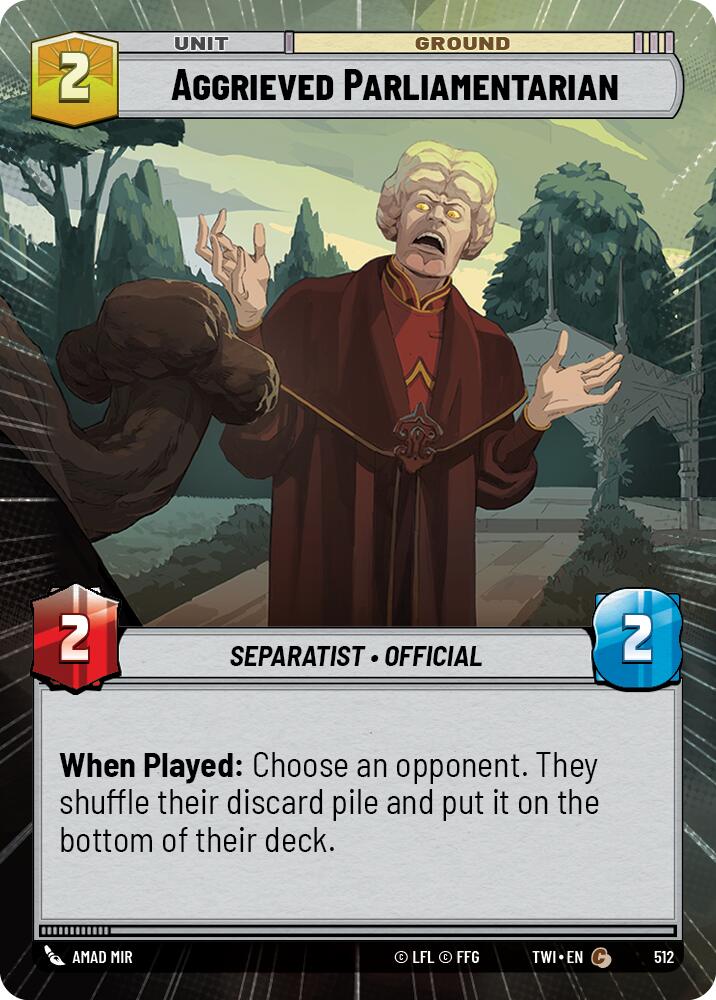Star Wars: Unlimited: Aggrieved Parliamentarian (Hyperspace) card image