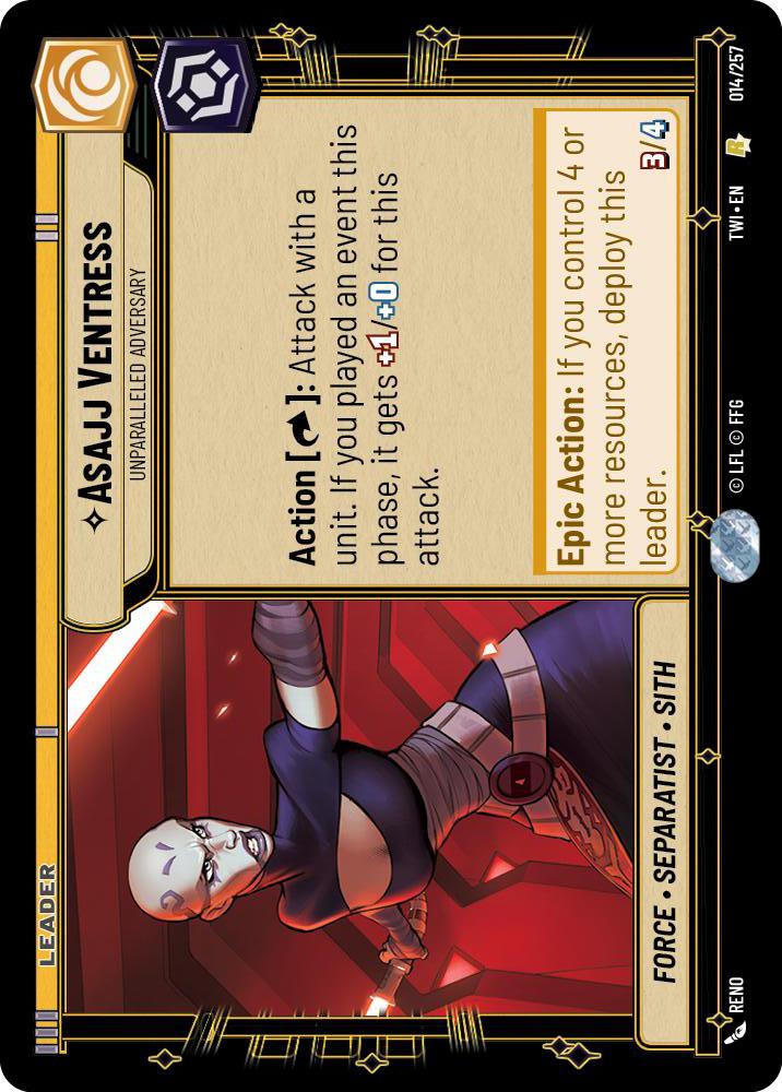 Star Wars: Unlimited: Asajj Ventress - Unparalleled Adversary card image