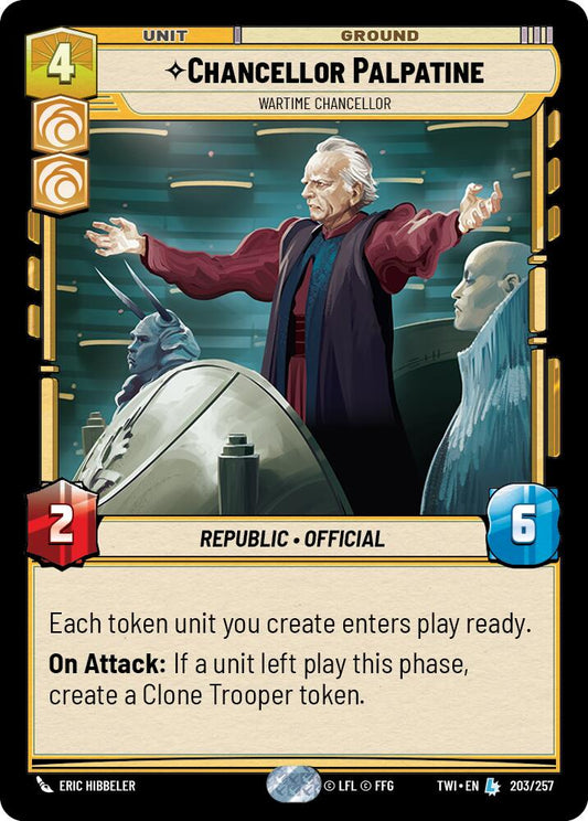 Star Wars: Unlimited: Chancellor Palpatine - Wartime Chancellor card image