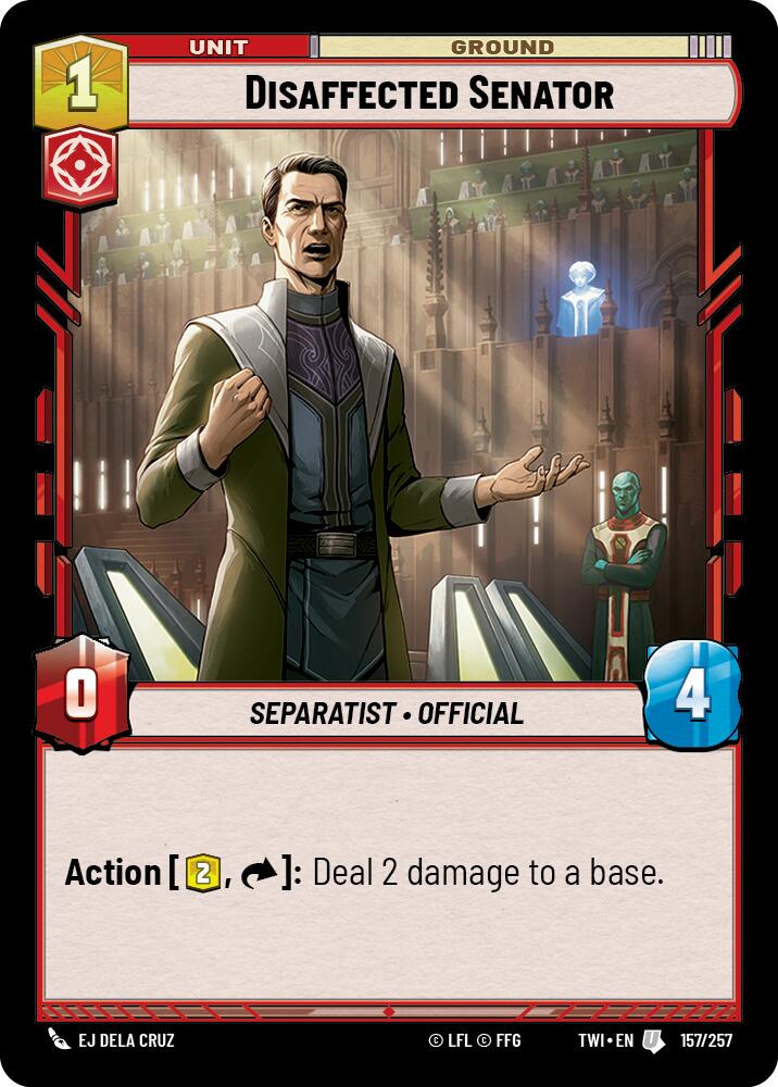 Star Wars: Unlimited: Disaffected Senator card image