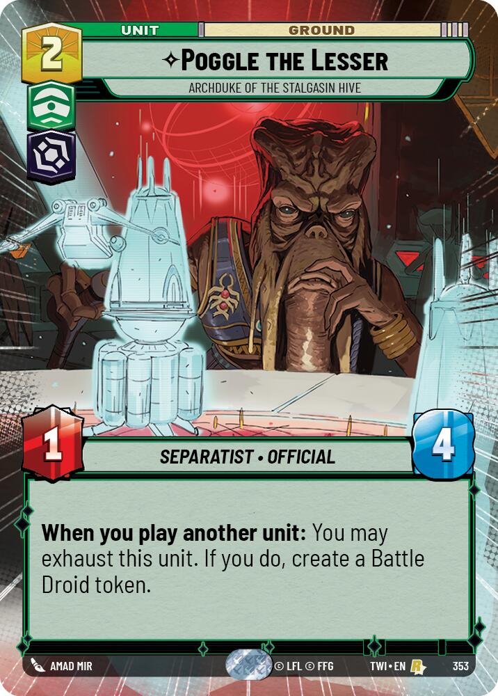 Star Wars: Unlimited: Poggle the Lesser - Archduke of the Stalgasin Hive (Hyperspace) card image