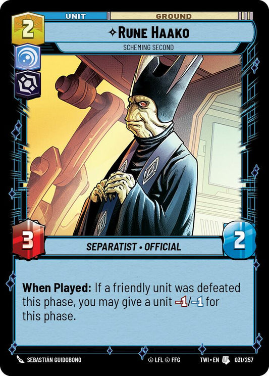 Star Wars: Unlimited: Rune Haako - Scheming Second card image