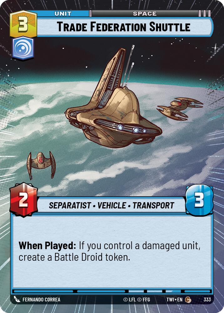 Star Wars: Unlimited: Trade Federation Shuttle (Hyperspace) card image